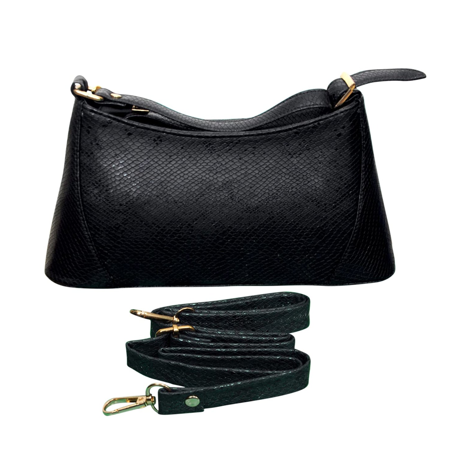Bagsworks Handbag Snake Skin Pattern (Black)