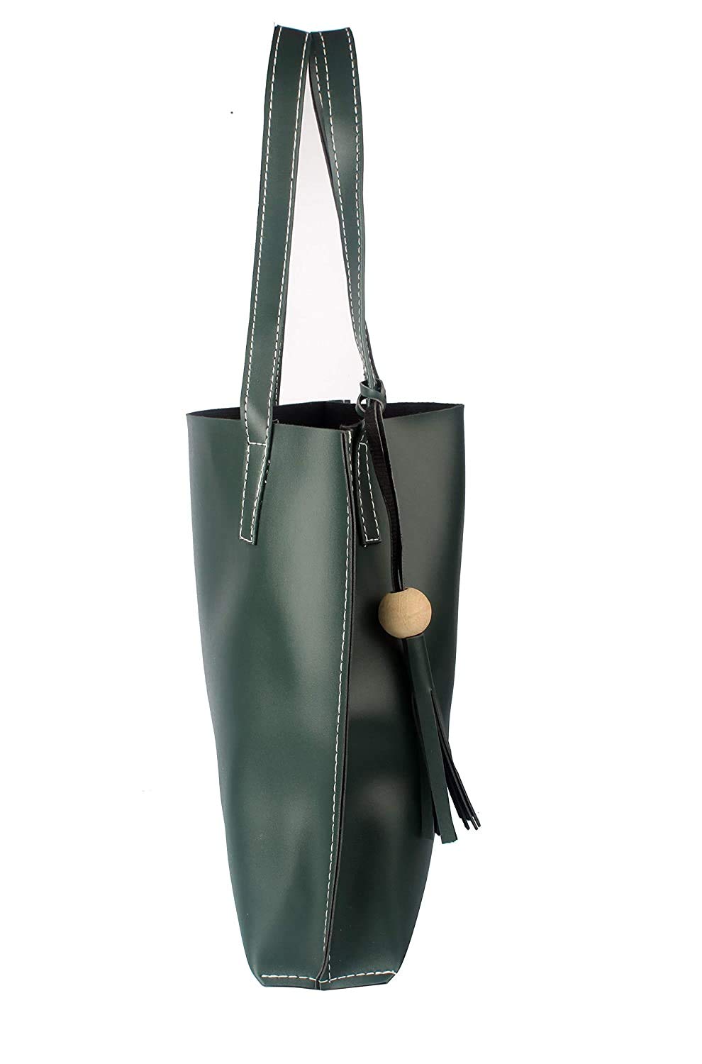 BAGSWORKS Women Tote Bag | Handbag | College Bag | Plain Shoulder Bag | Shopping Bag | Girls (Green)