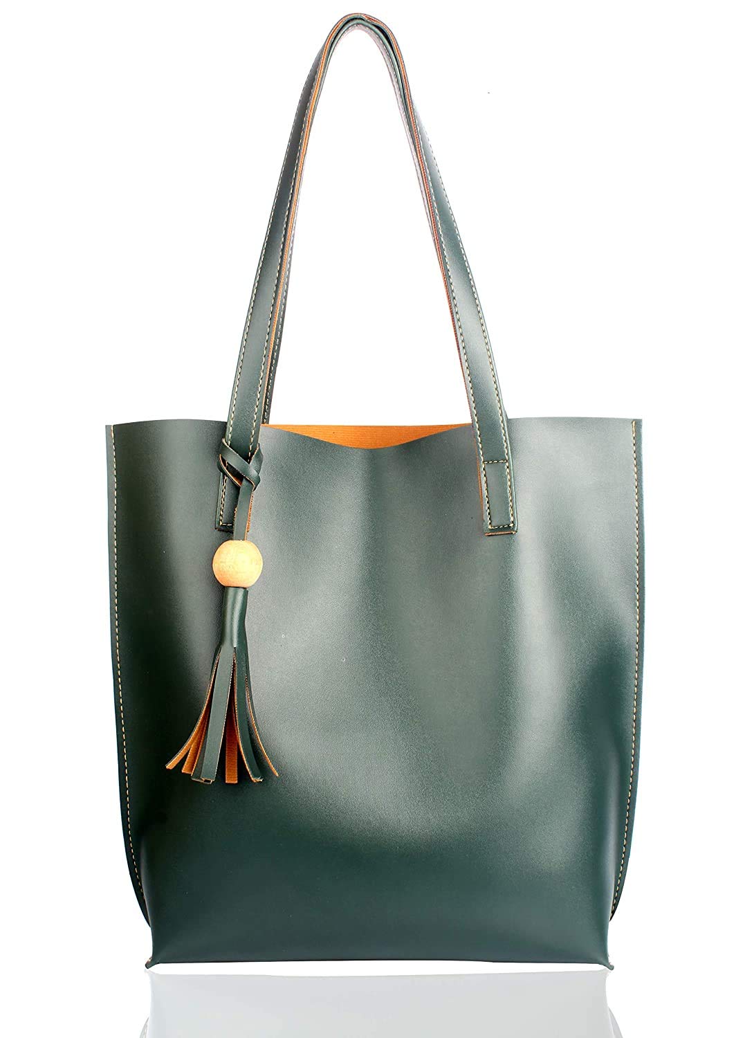 BAGSWORKS Women Tote Bag | Handbag | College Bag | Plain Shoulder Bag | Shopping Bag | Girls (Green)