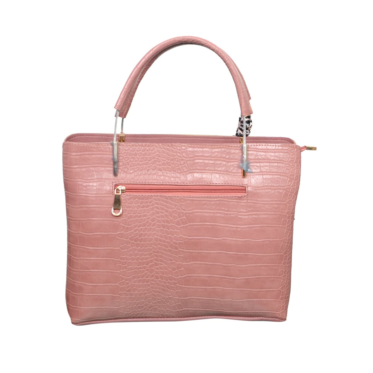 Bagsworks Handbag with ribbon & Side Zip (Pink)