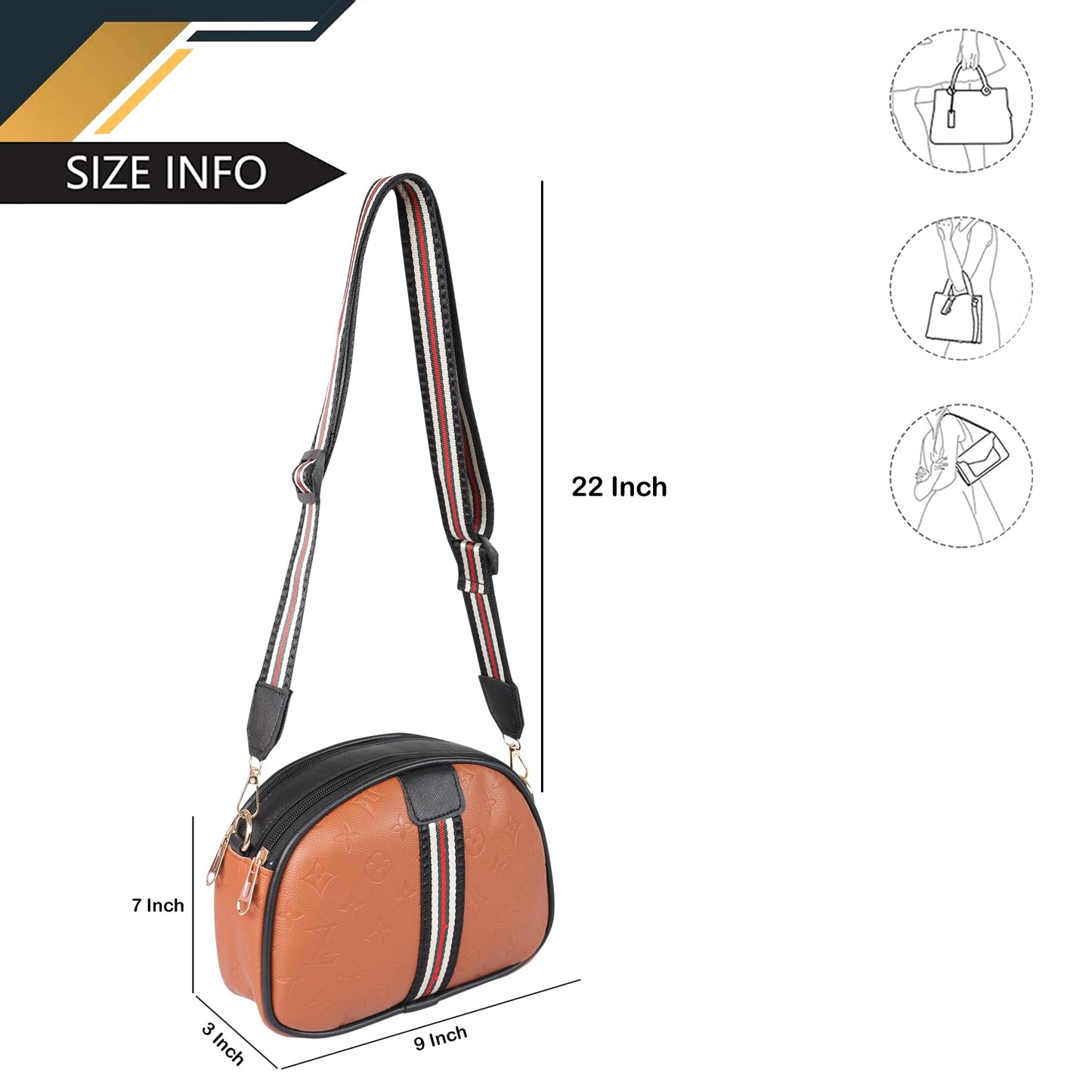 BAGSWORKS Crossbody Sling D-Pouch For Women | Stylish Side Shoulder Crossbody Bags For Girls Daily Use | Messenger Purse | (Tan)