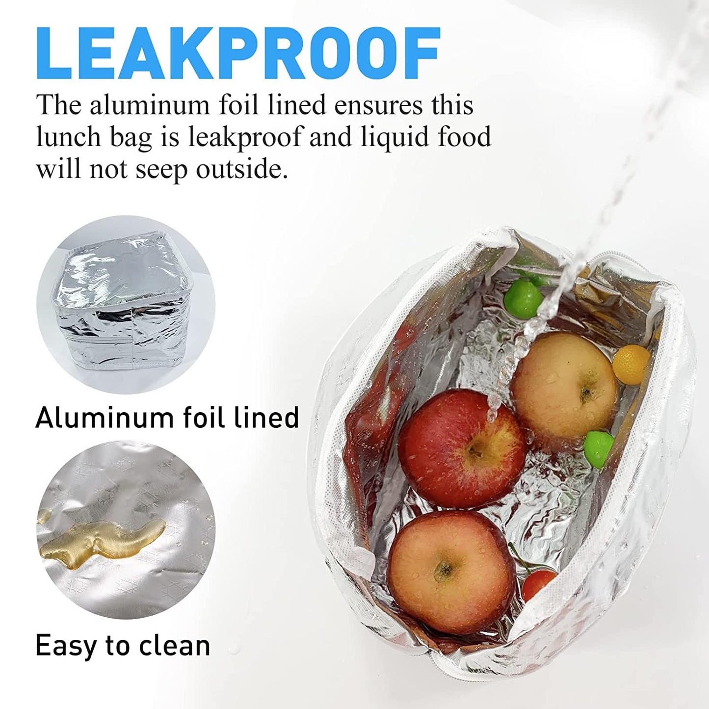 BAGSWORKS Insulated Canvas Smiley Lunch Bags with Aluminum Lining | Lunch Bag for School Office Travel Tiffin Picnic Bags for Kids Men Women | Leakproof Hot/Cold(Combo) (Grey)