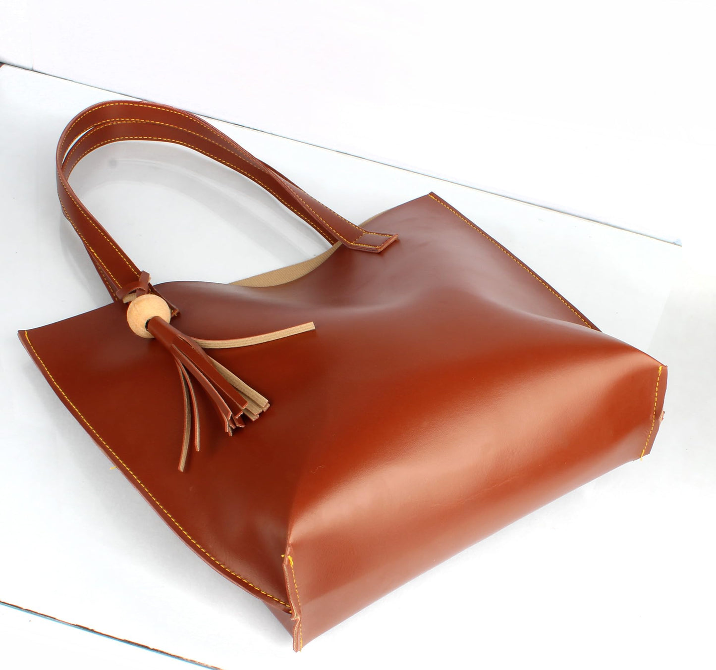 BAGSWORKS Women Tote Bag | Handbag | College Bag | Plain Shoulder Bag | Shopping Bag | Girls (Tan)