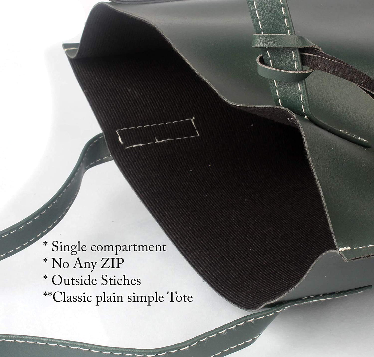 BAGSWORKS Women Tote Bag | Handbag | College Bag | Plain Shoulder Bag | Shopping Bag | Girls (Green)
